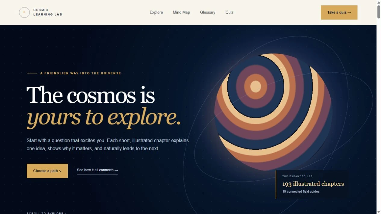 Screenshot of Cosmic Learning Lab