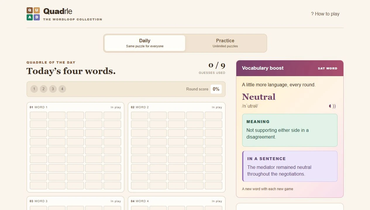 Screenshot of Quadrle