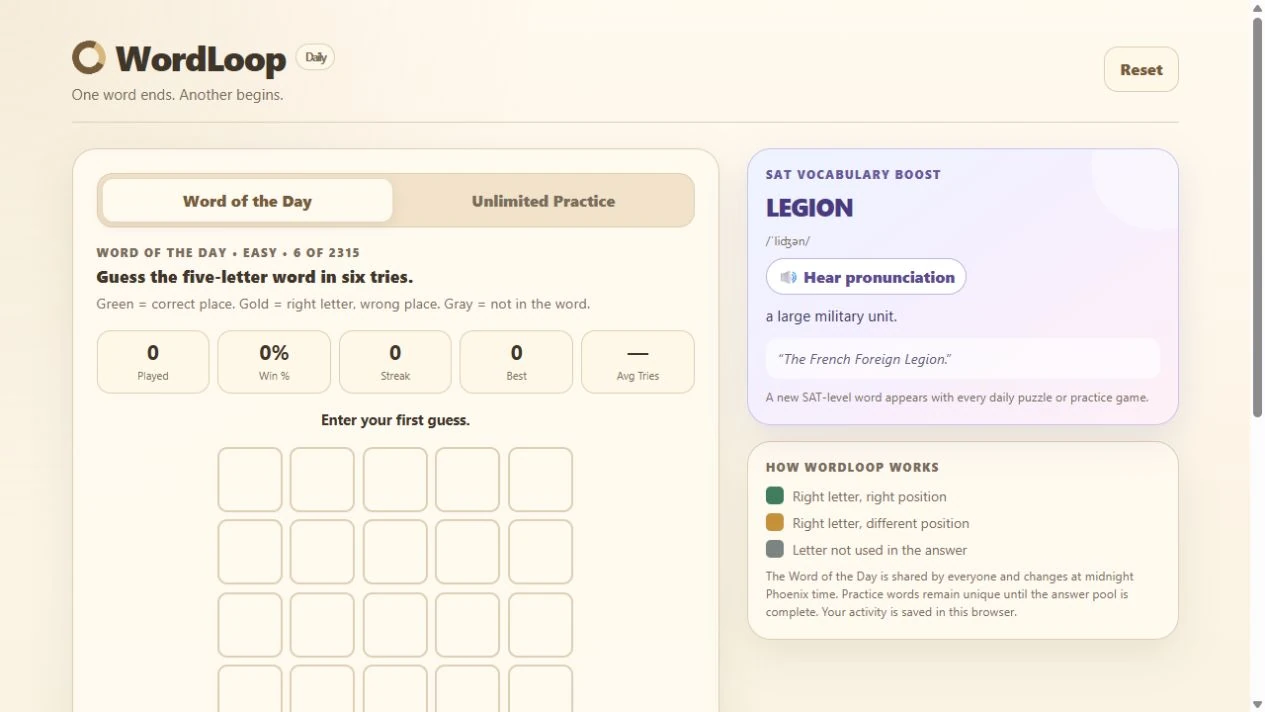 Screenshot of WordLoop